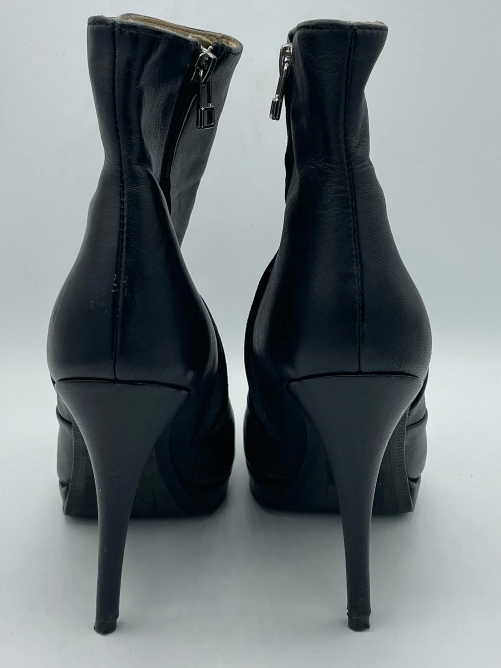AllSaints Black Leather Platform Stiletto Ankle Boots